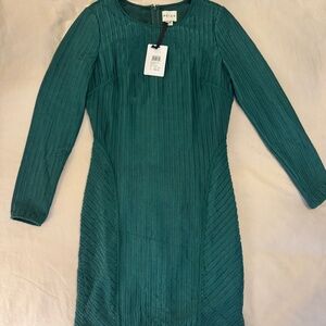 NWT Reiss Chloey Forest Green Body-Con Dress – Textured Knit, Long Sleeve – US 8